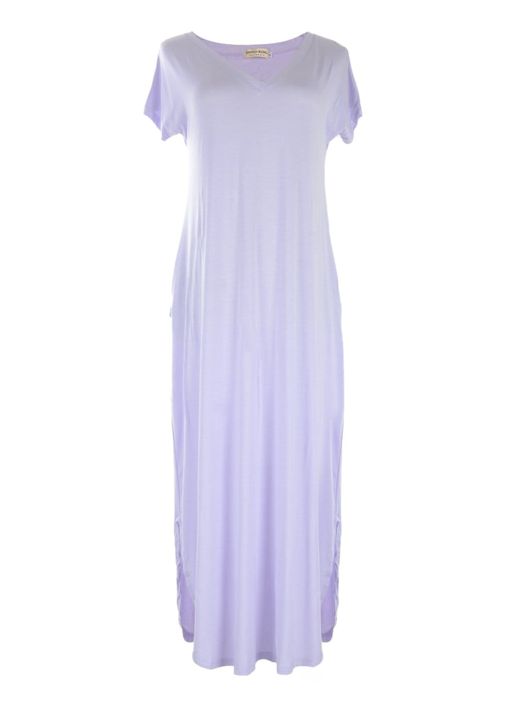 Vestido largo de salón con escote en V y manga corta