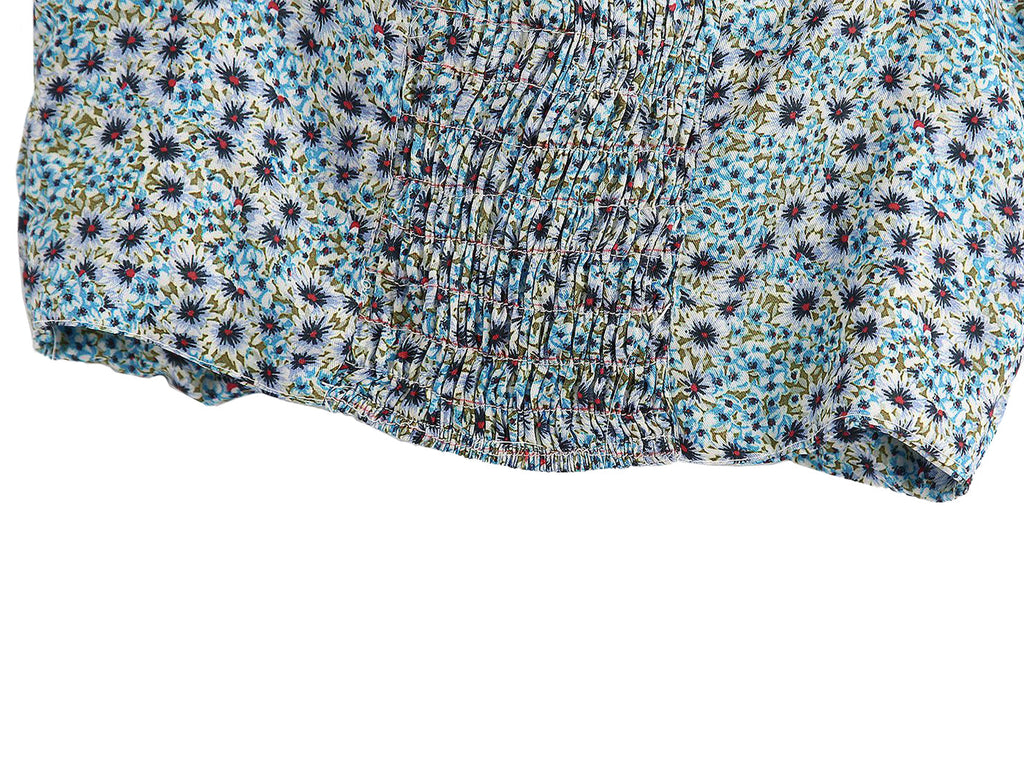 Floral Print Spaghetti Strap Twist Front Beach Bikini Top