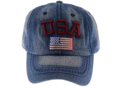 Gorra de algodón lavado con parche bordado de la bandera estadounidense del 4 de julio de Anna-Kaci