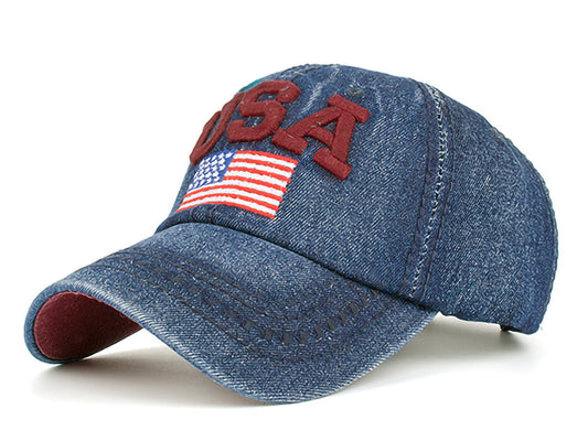 Anna-Kaci 4th of July American Embroidered USA Flag Cap Patch Washed Cotton Hat