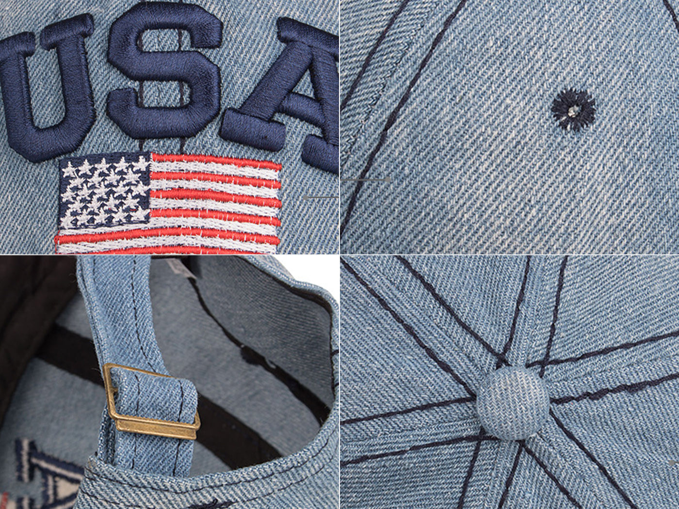 Gorra de algodón lavado con parche bordado de la bandera estadounidense del 4 de julio de Anna-Kaci