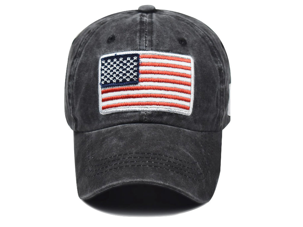 Gorra de algodón lavado con parche bordado de la bandera estadounidense del 4 de julio de Anna-Kaci