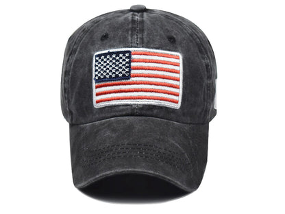 Gorra de algodón lavado con parche bordado de la bandera estadounidense del 4 de julio de Anna-Kaci