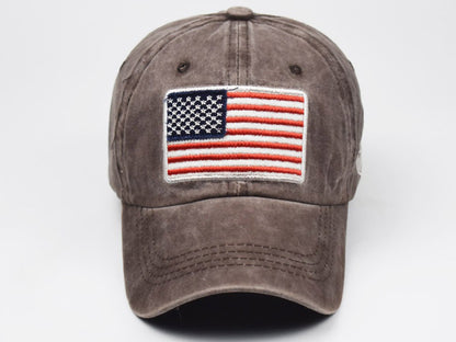 Gorra de algodón lavado con parche bordado de la bandera estadounidense del 4 de julio de Anna-Kaci