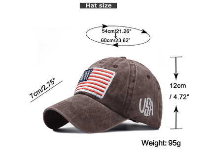 Gorra de algodón lavado con parche bordado de la bandera estadounidense del 4 de julio de Anna-Kaci