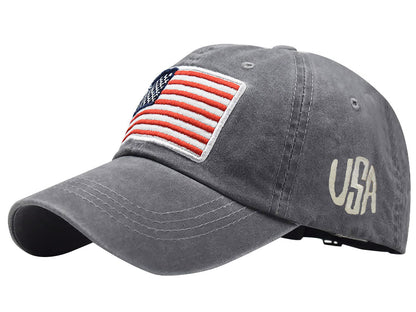 Gorra de algodón lavado con parche bordado de la bandera estadounidense del 4 de julio de Anna-Kaci