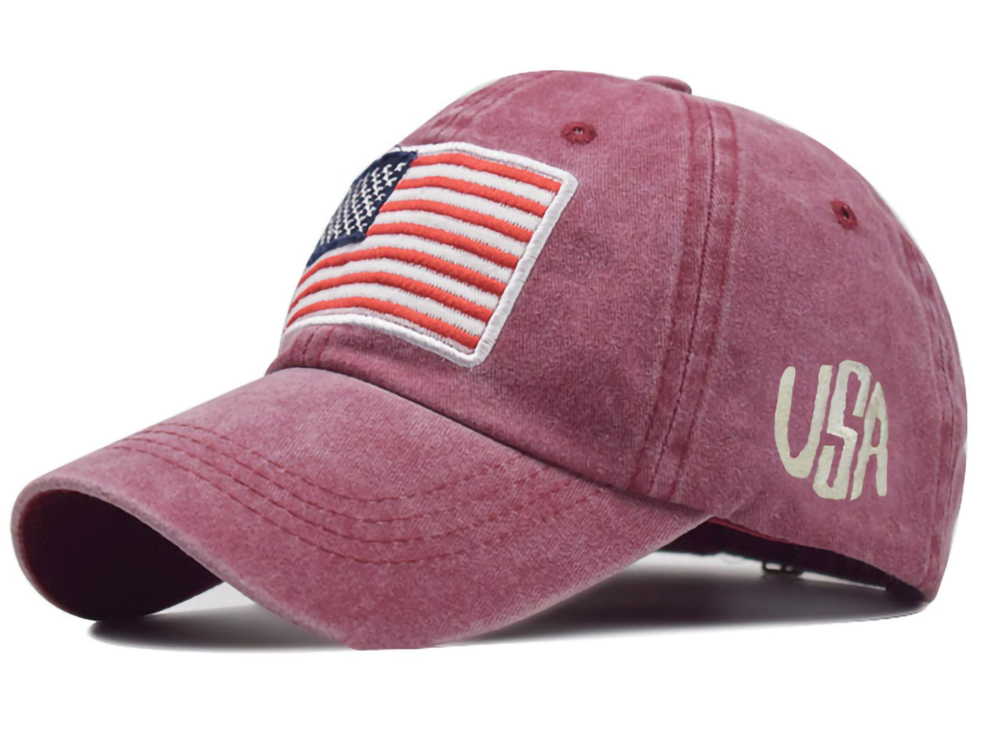 Gorra de algodón lavado con parche bordado de la bandera estadounidense del 4 de julio de Anna-Kaci