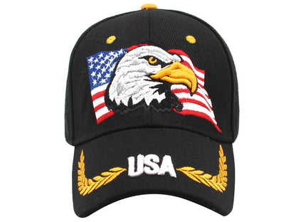 Gorras de béisbol con velcro ajustables en 3D con la bandera estadounidense patriótica de Anna-Kaci, con águila y halcón