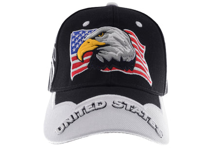 Gorras de béisbol con velcro ajustables en 3D con la bandera estadounidense patriótica de Anna-Kaci, con águila y halcón