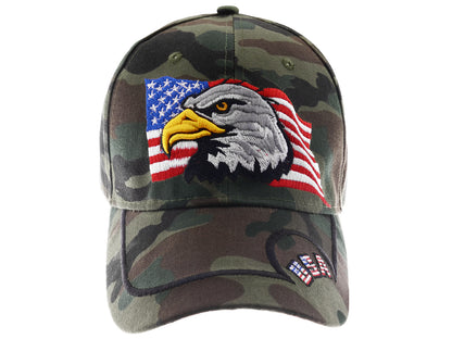 Gorras de béisbol con velcro ajustables en 3D con la bandera estadounidense patriótica de Anna-Kaci, con águila y halcón