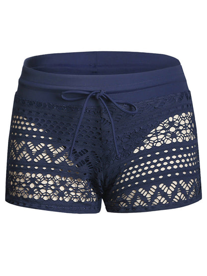 Womens Side Split Waistband Bokini Swim Lace Shorts with Panty Liner