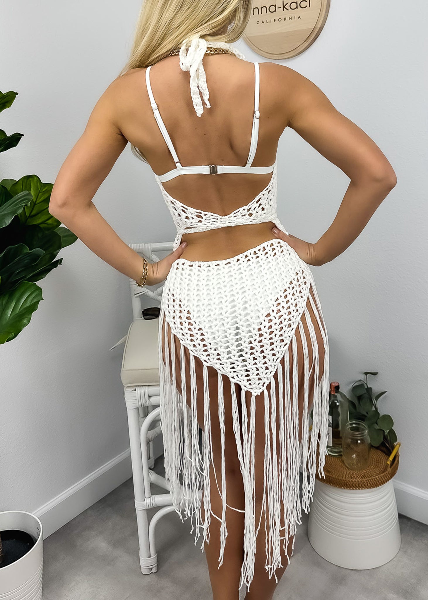 Halter Crochet Tassel Swimwear Beach Dress Bikini Cover Up Anna-Kaci Halter Crochet Tassel Swimwear Beach Dress Bikini Cover Up Anna-Kaci