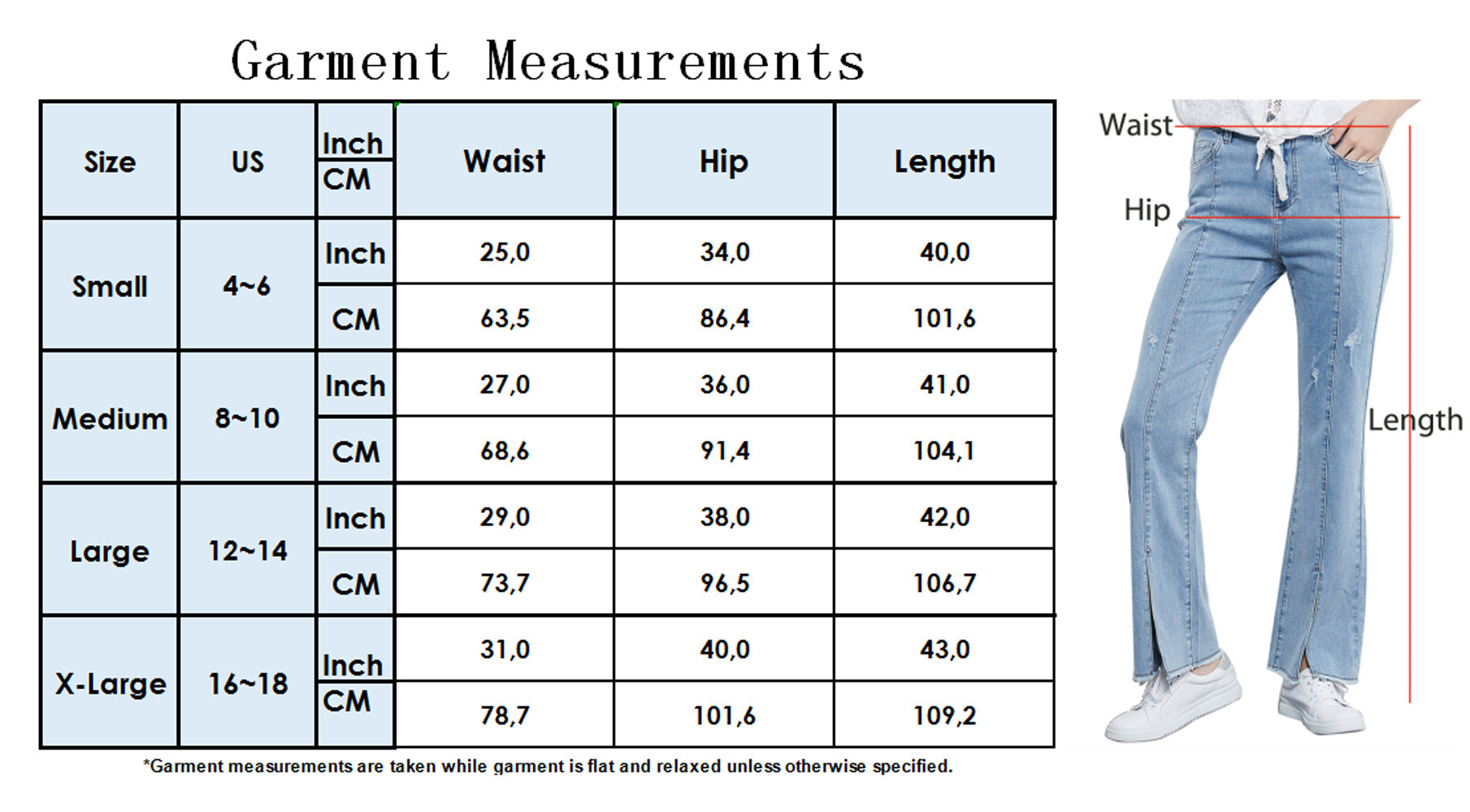 Mid Rise Slit Stretchy Straight Leg Jeans Pants with 5 Pockets