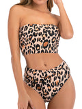 Bikini bandeau de dos piezas con estampado de leopardo