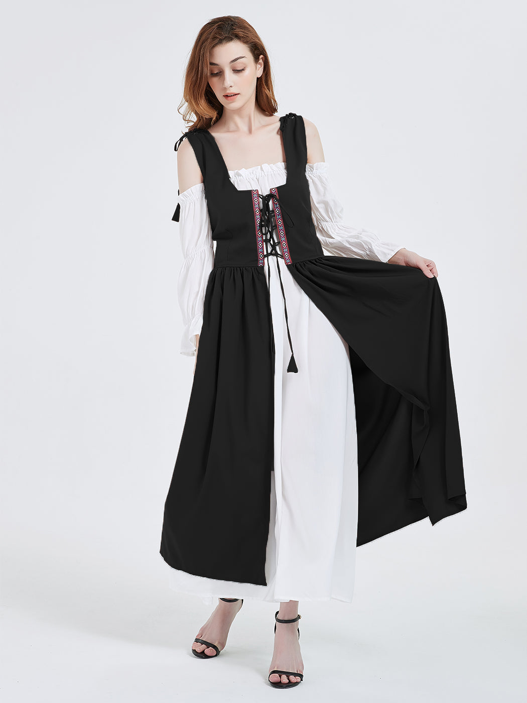 Conjunto de vestido medieval irlandés con cordones estilo renacentista vintage para mujer de Anna-Kaci