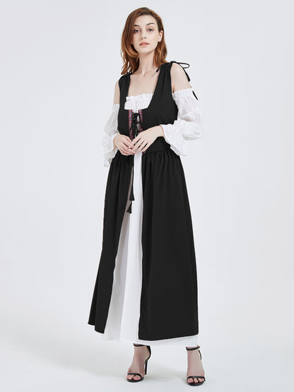 Anna-Kaci Women's Vintage Renaissance Laced-Up Medieval Irish Dress Set