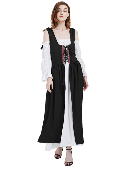 Anna-Kaci Women's Vintage Renaissance Laced-Up Medieval Irish Dress Set