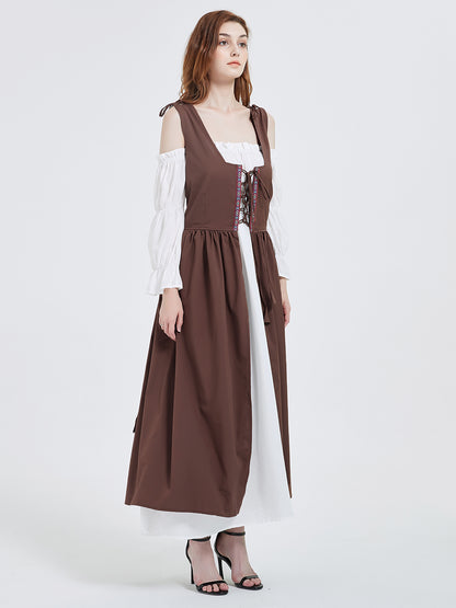 Anna-Kaci Women's Vintage Renaissance Laced-Up Medieval Irish Dress Set