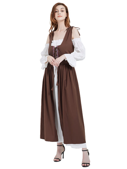 Anna-Kaci Women's Vintage Renaissance Laced-Up Medieval Irish Dress Set