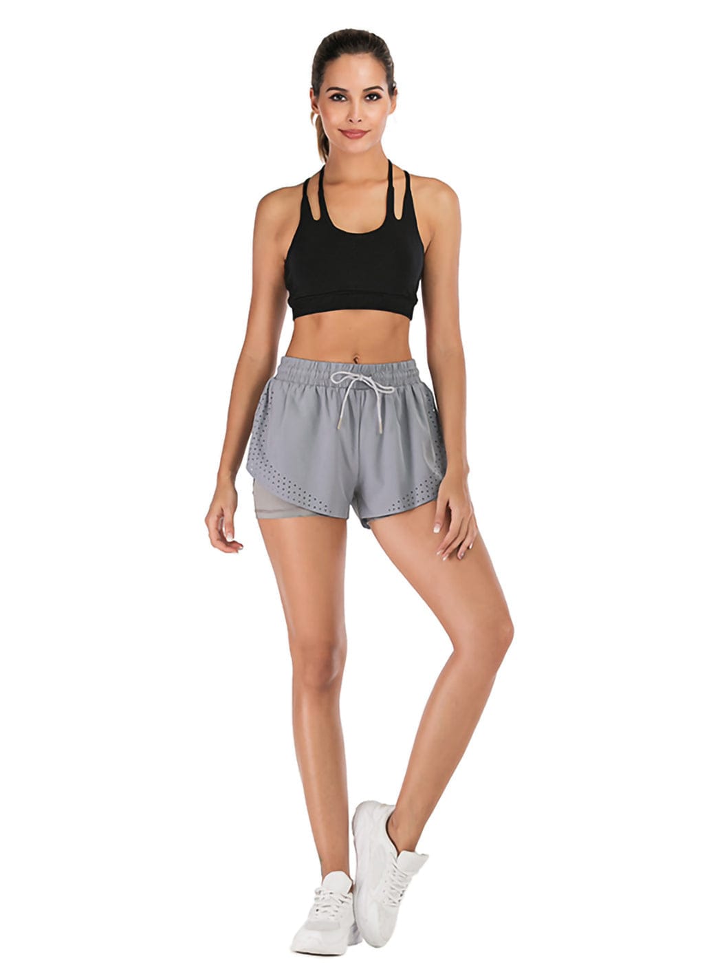 Pantalones cortos para correr de doble capa para entrenamiento físico