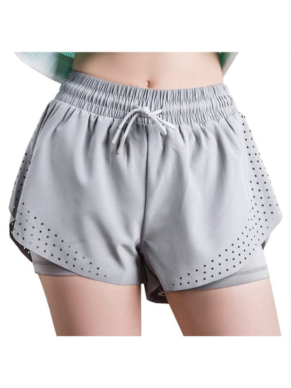 Pantalones cortos para correr de doble capa para entrenamiento físico