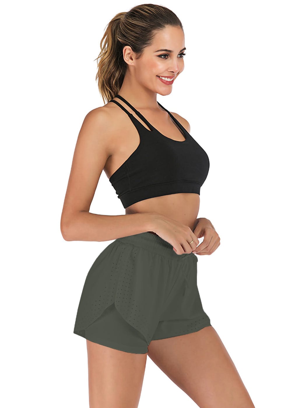 Pantalones cortos para correr de doble capa para entrenamiento físico