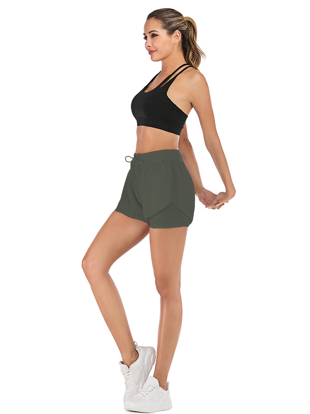 Pantalones cortos para correr de doble capa para entrenamiento físico