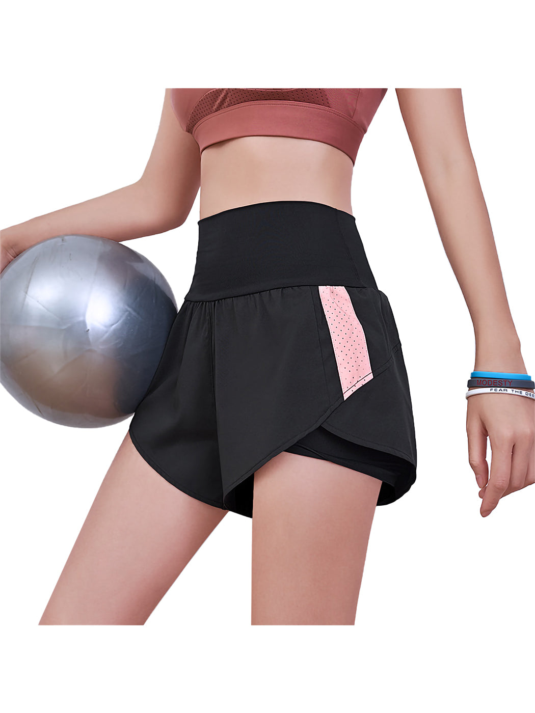 Pantalones cortos de yoga para correr, de doble capa, de secado rápido, para gimnasio y atletismo