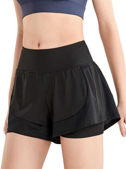 Pantalones cortos sueltos de secado rápido para correr, 2 en 1, para gimnasio