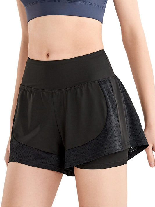 Pantalones cortos sueltos de secado rápido para correr, 2 en 1, para gimnasio
