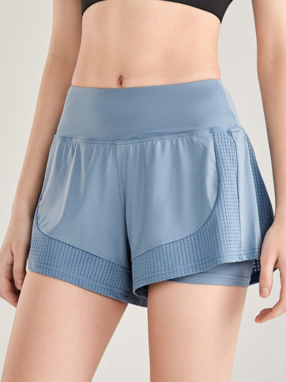 Pantalones cortos sueltos de secado rápido para correr, 2 en 1, para gimnasio