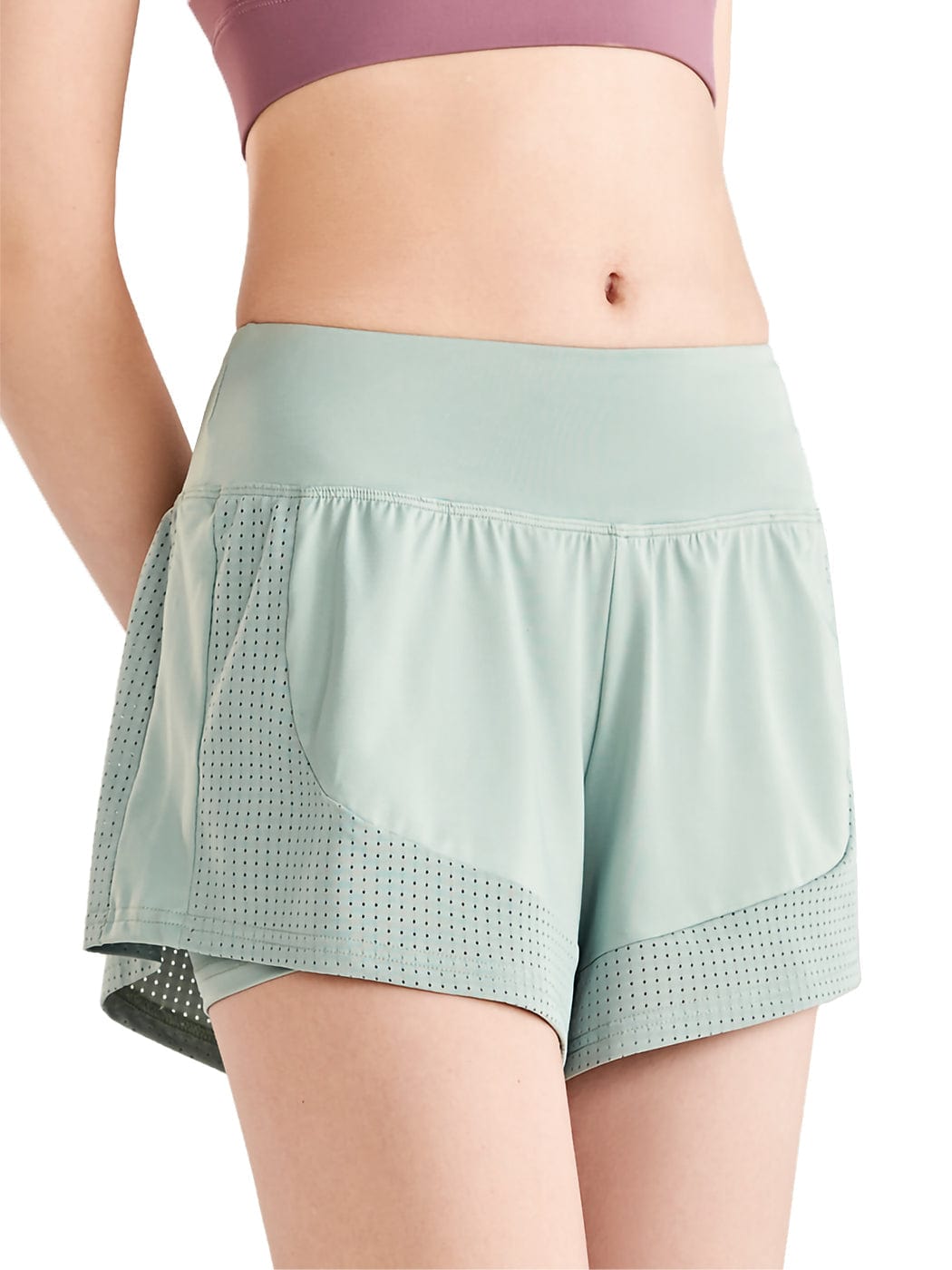 Pantalones cortos sueltos de secado rápido para correr, 2 en 1, para gimnasio