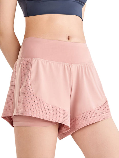 Pantalones cortos sueltos de secado rápido para correr, 2 en 1, para gimnasio