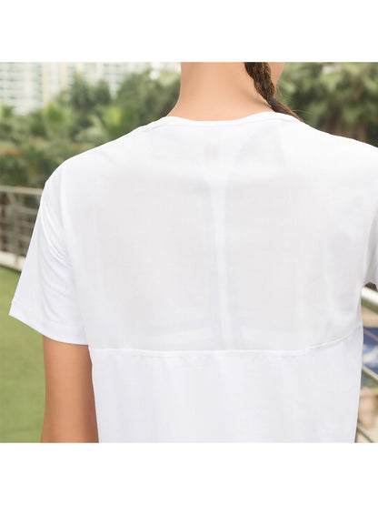Camisetas de entrenamiento de manga corta de malla con abertura lateral, camisetas casuales holgadas sin mangas