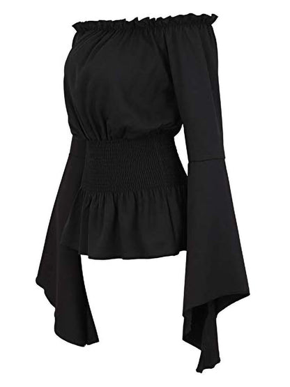 Long Sleeve Off Shoulder Peasant Shirt Gothic Renaissance Blouse Medieval Victorian Costume Boho Tops