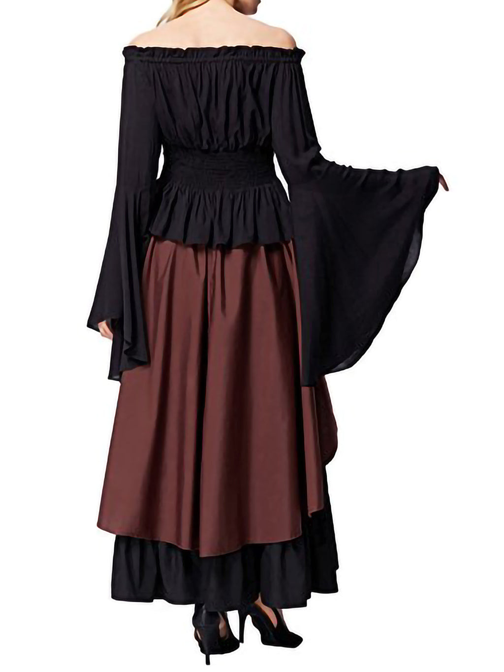 Camisa campesina de manga larga con hombros descubiertos, blusa gótica renacentista, traje medieval victoriano, blusas bohemias