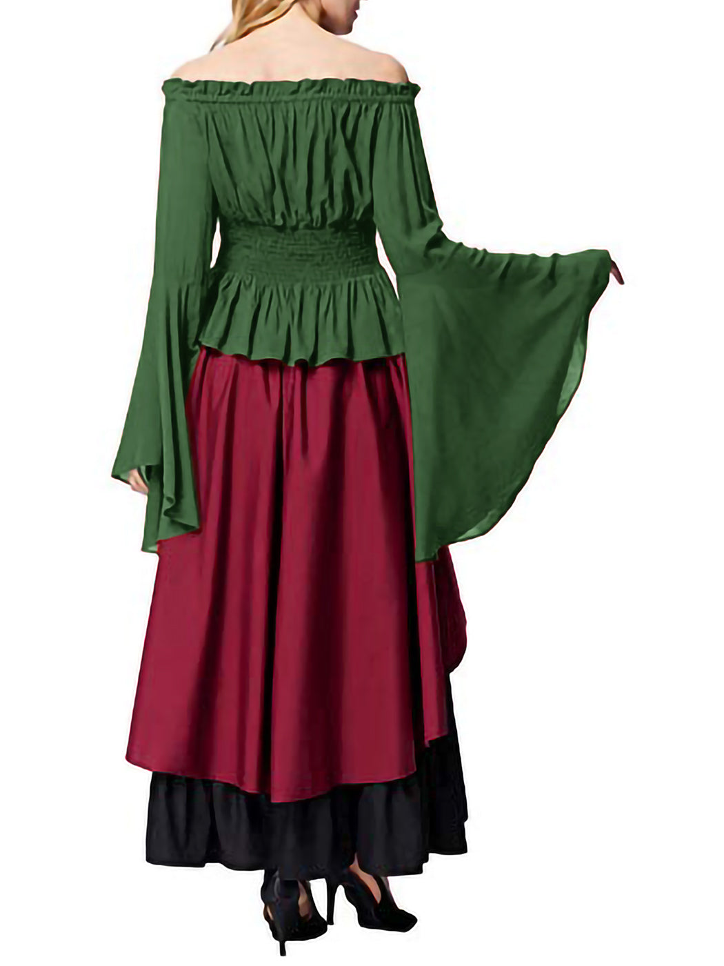 Camisa campesina de manga larga con hombros descubiertos, blusa gótica renacentista, traje medieval victoriano, blusas bohemias