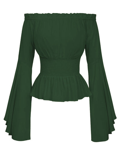 Long Sleeve Off Shoulder Peasant Shirt Gothic Renaissance Blouse Medieval Victorian Costume Boho Tops