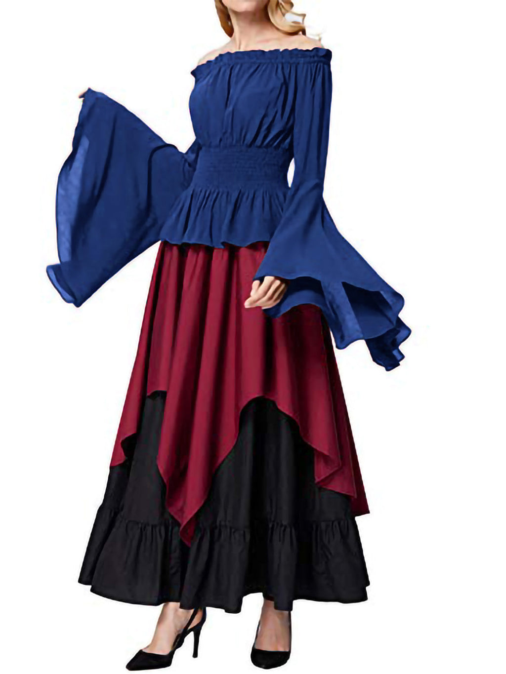Camisa campesina de manga larga con hombros descubiertos, blusa gótica renacentista, traje medieval victoriano, blusas bohemias