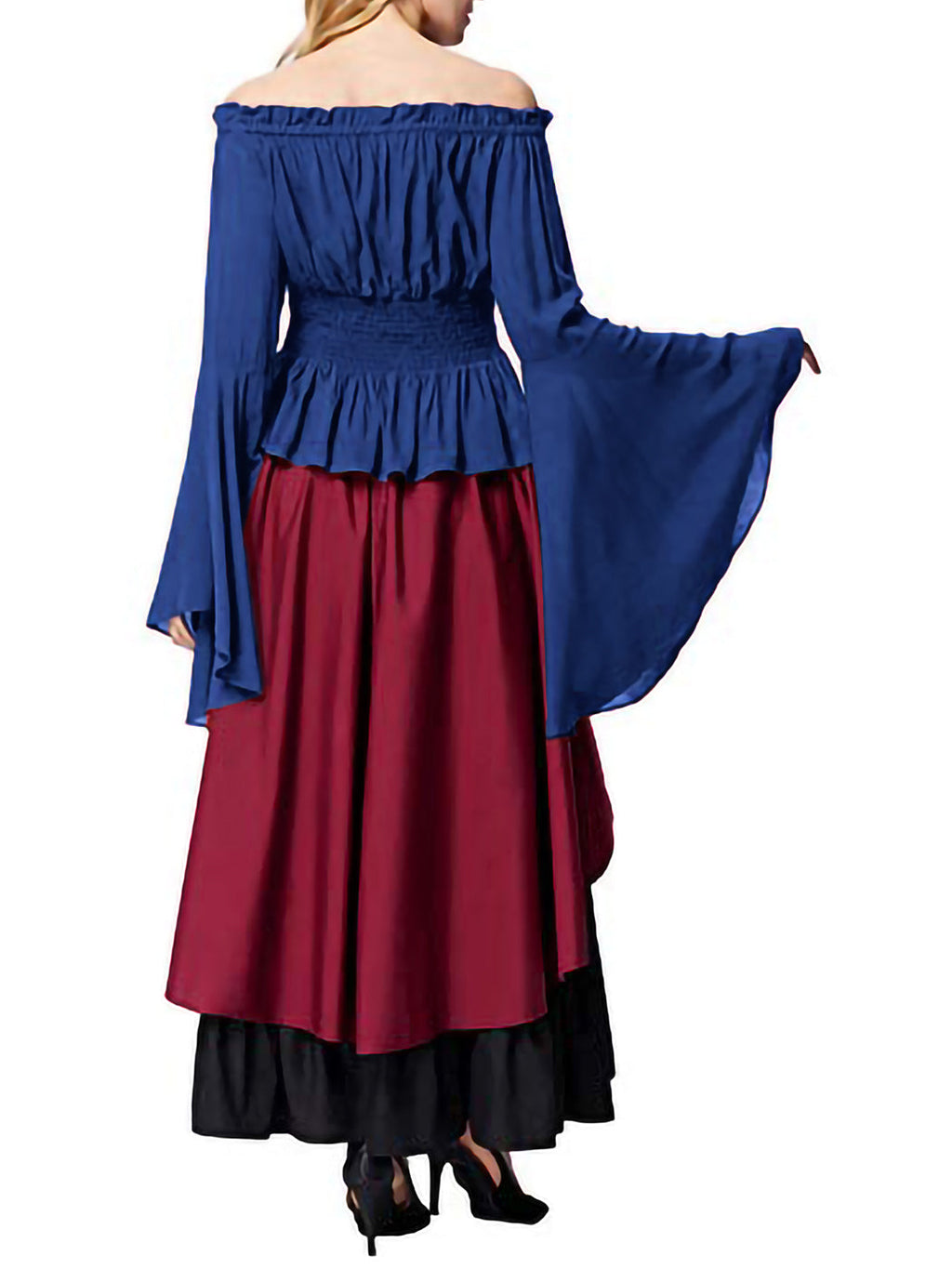 Camisa campesina de manga larga con hombros descubiertos, blusa gótica renacentista, traje medieval victoriano, blusas bohemias