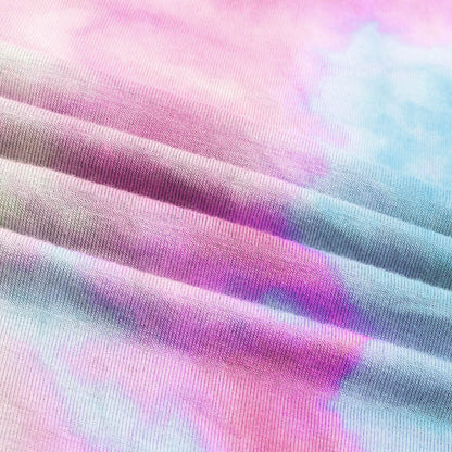 Top holgado de manga corta con estampado tie-dye y rasgado