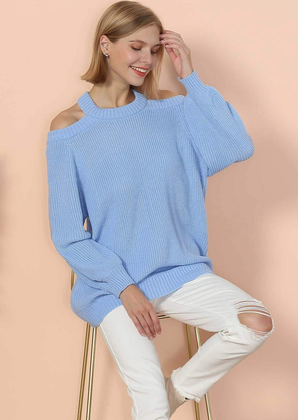 Jersey de punto con cuello halter y espalda semidescubierta