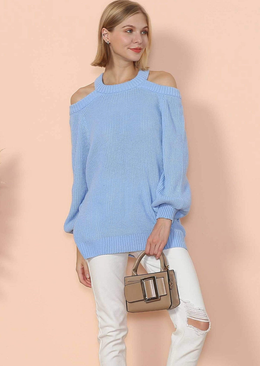 Jersey de punto con cuello halter y espalda semidescubierta