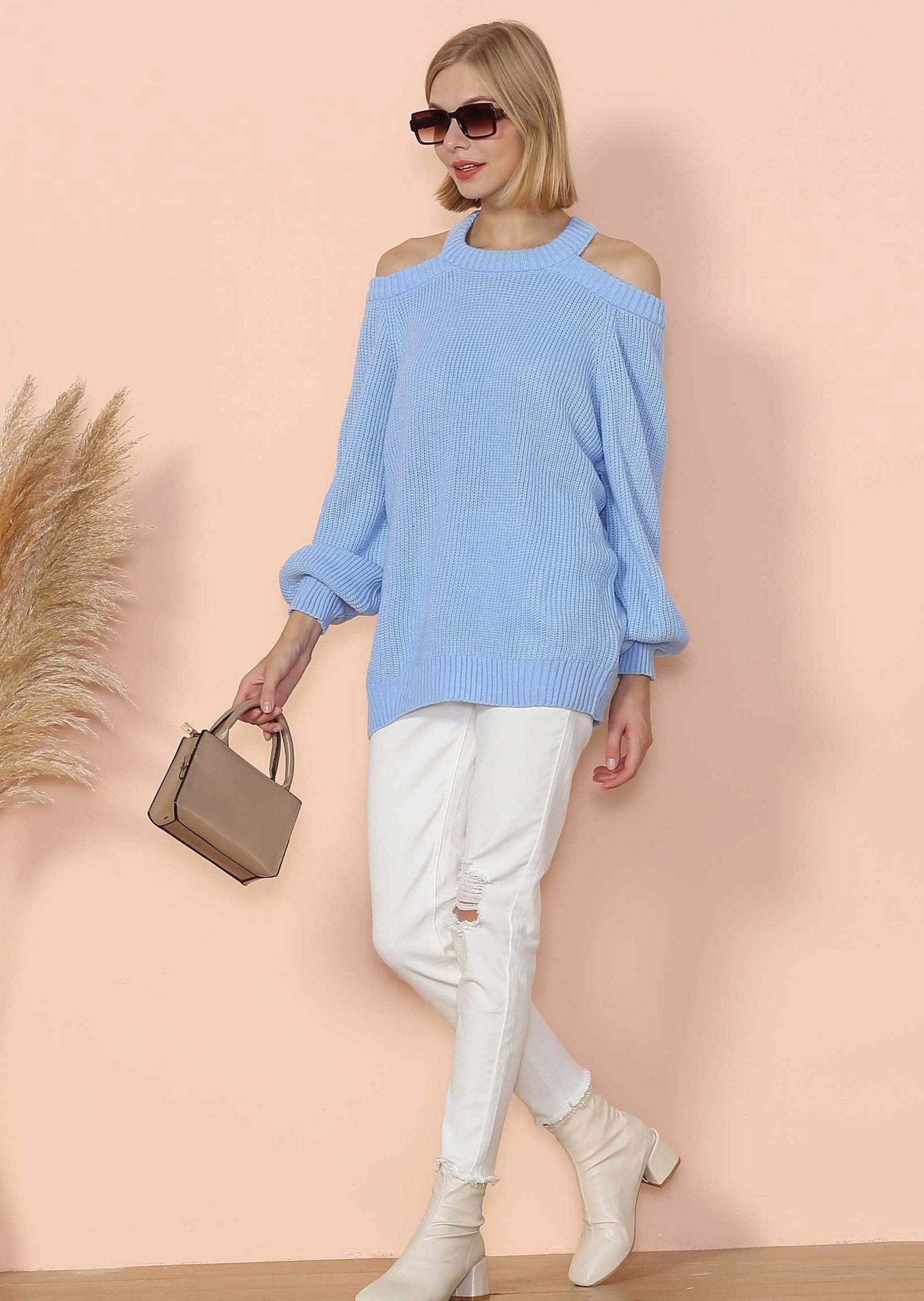 Jersey de punto con cuello halter y espalda semidescubierta
