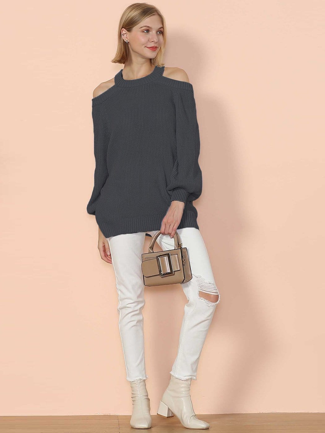 Jersey de punto con cuello halter y espalda semidescubierta