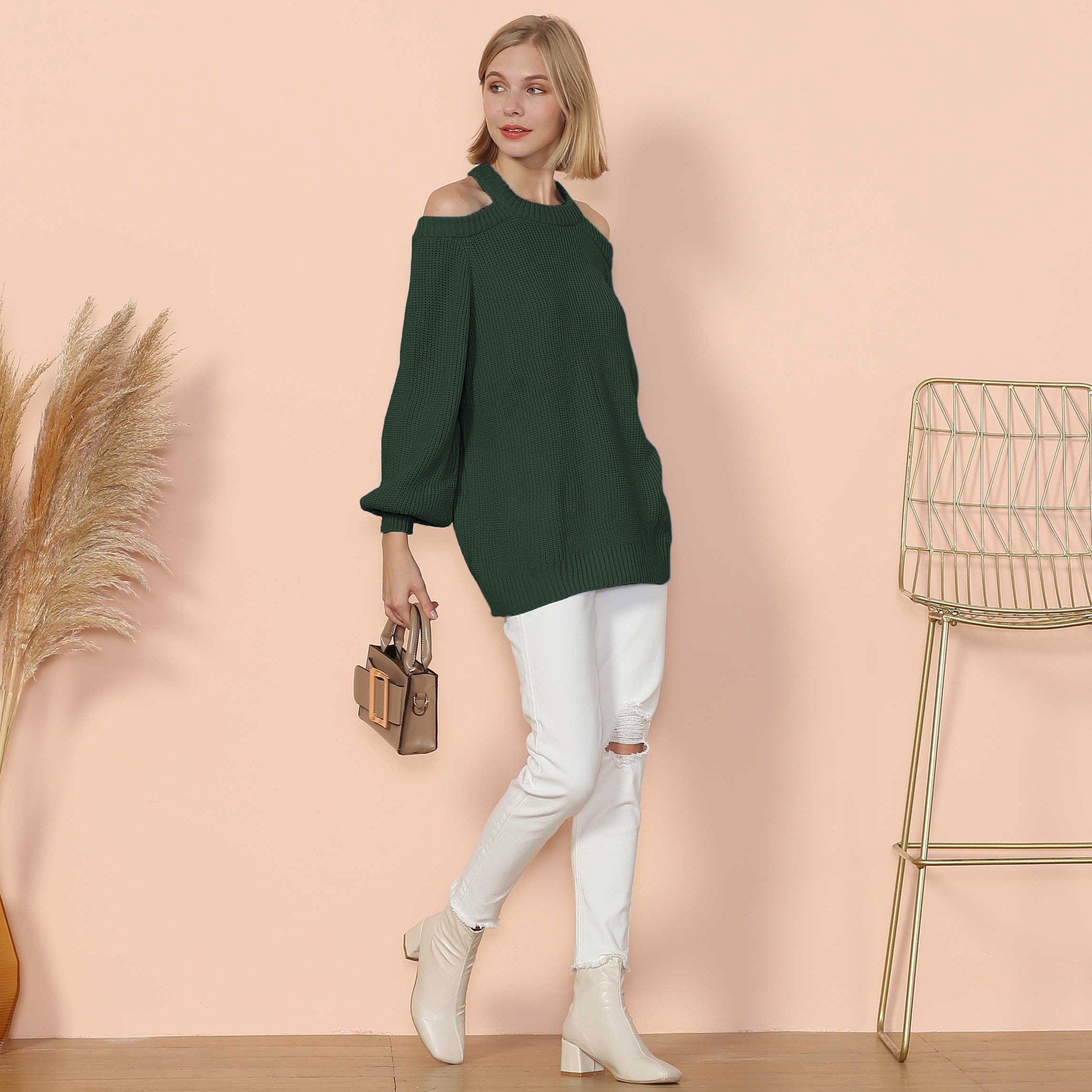 Jersey de punto con cuello halter y espalda semidescubierta