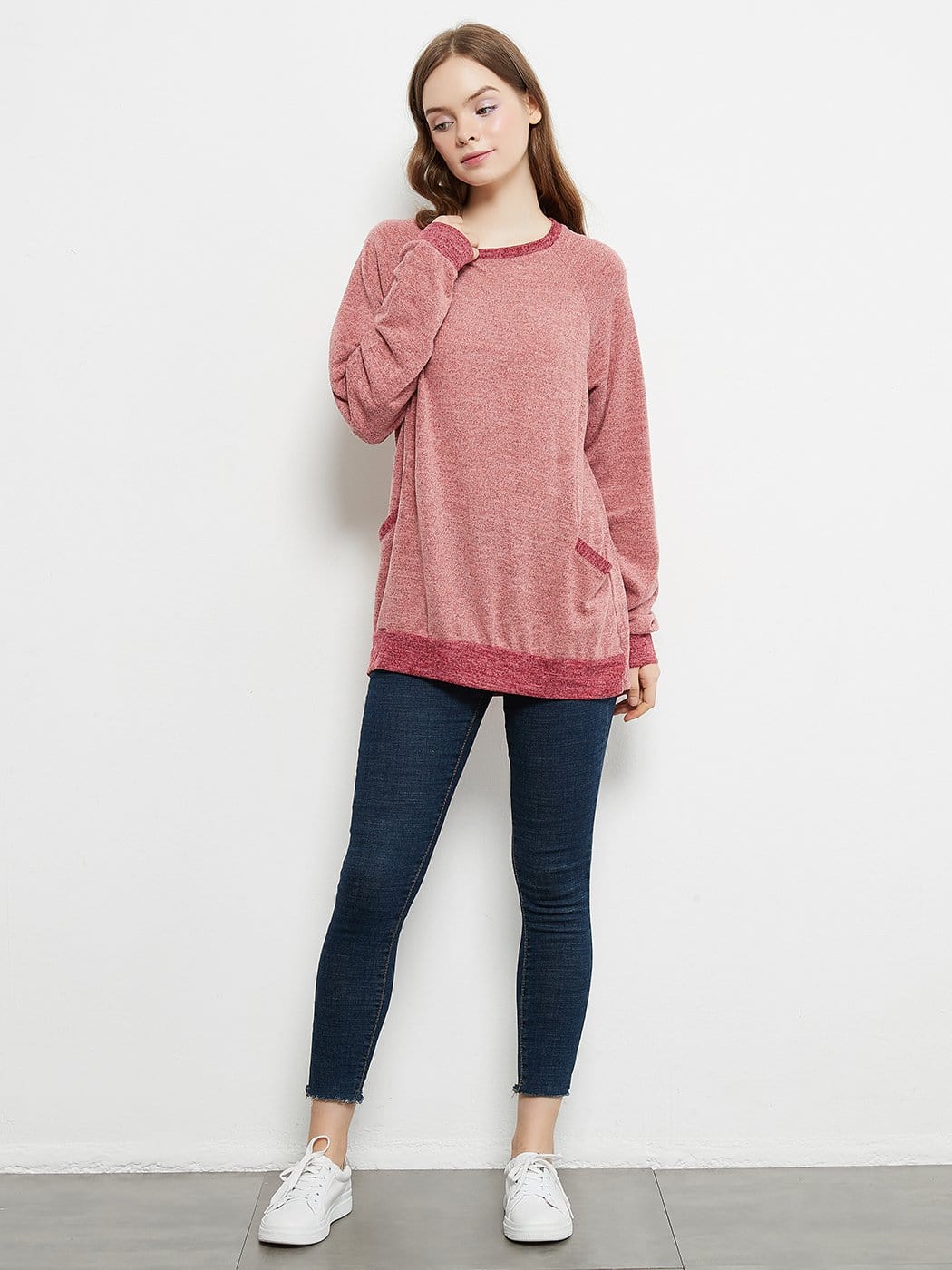 Camisetas casuales de manga larga con cuello redondo, blusas, sudaderas, túnicas y bolsillos