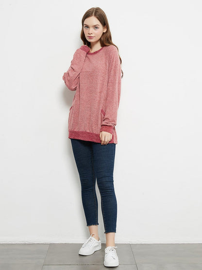 Camisetas casuales de manga larga con cuello redondo, blusas, sudaderas, túnicas y bolsillos