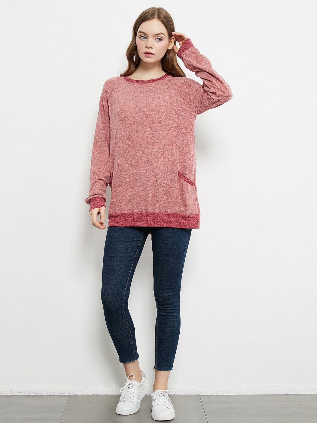 Camisetas casuales de manga larga con cuello redondo, blusas, sudaderas, túnicas y bolsillos