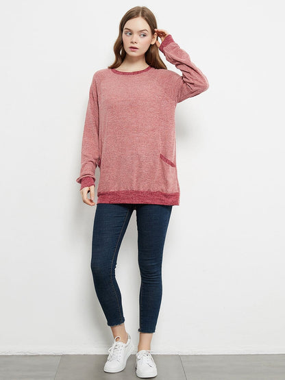 Camisetas casuales de manga larga con cuello redondo, blusas, sudaderas, túnicas y bolsillos